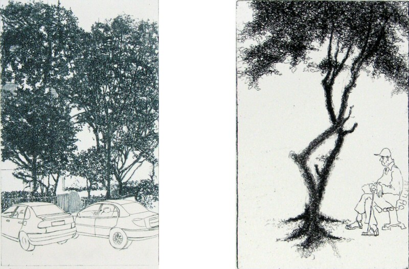 left: Cars & trees, 2008  &nbsp right: Urban tree III, 2008 Picture